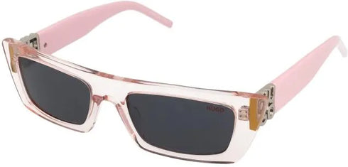 HUGO HG 1256/S 35J-IR Women's Rectangular Sunglasses - Pink Frame, Grey Lenses