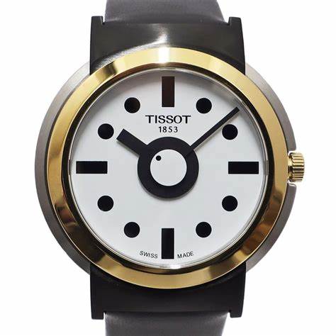 Tissot Heritage Memphis Gent Herrenuhr - Weißes Zifferblatt, zweifarbiges PVD-Gehäuse, schwarzes Synthetikarmband