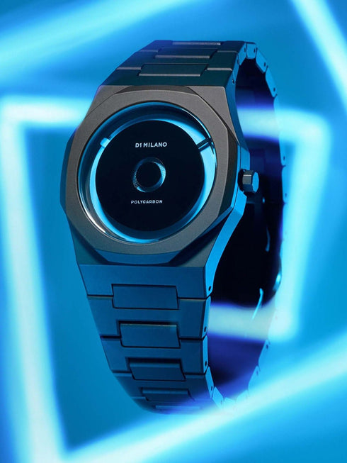 D1 MILANOD1 Milano Polycarbon Blue Load PCBJ28 Men's Watch - Matte Black with Blue LuminovaWATCHESEcecile