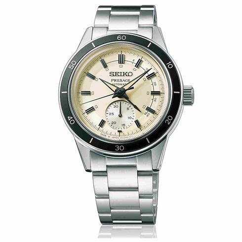 Reloj automático Seiko Presage SSA447J1 para hombre - Serie Style 60's, esfera marfil, brazalete acero