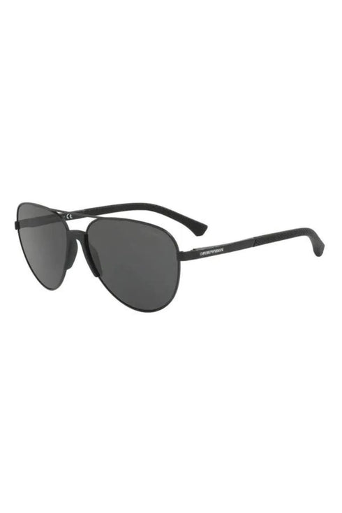 Emporio Armani EA2059 3203/87 Occhiali da sole da uomo - Montatura nera opaca, lenti grigie, 61mm