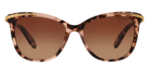 Ralph by Ralph Lauren RA5203 1463/T5 Polarized Women's Sunglasses - Shiny Pink Tortoise & Gold Frame with Polarized Gradient Brown Lenses