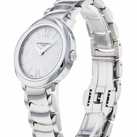 Orologio al quarzo da donna Baume & Mercier Promesse 10157 - Quadrante argentato guilloché, bracciale in acciaio inossidabile