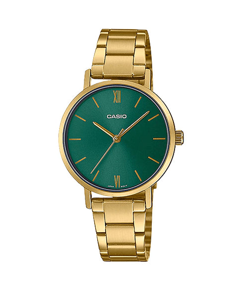 CASIO & VINTAGECasio LTP - VT02G - 3AUDF Women's Watch - Green Dial, Gold - Tone Stainless Steel BandWATCHESEcecile