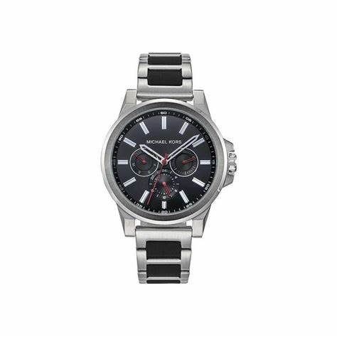 Montre en acier inoxydable bicolore pour hommes Michael Kors Abbott MK8719 - cadran noir