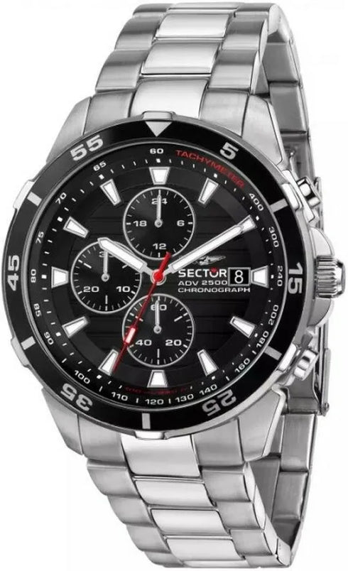 Sector ADV2500 R3273643003 Herren-Chronographenuhr - Silberner Stahl, schwarzes Zifferblatt