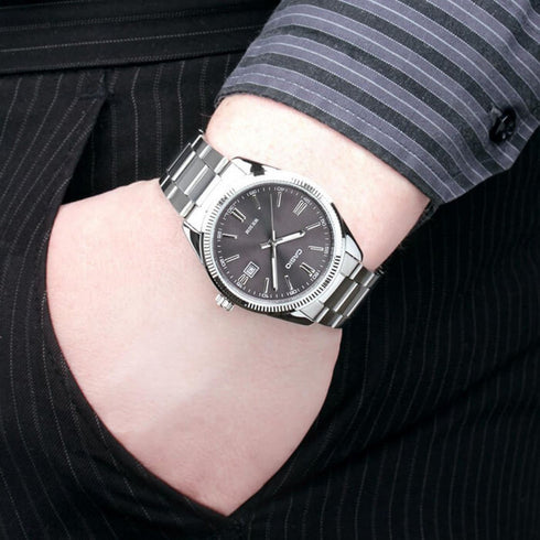 CASIO & VINTAGECasio MTP - 1302PD - 1A1VEF Men's Analog Watch - Black Dial, Stainless Steel BandWATCHESEcecile