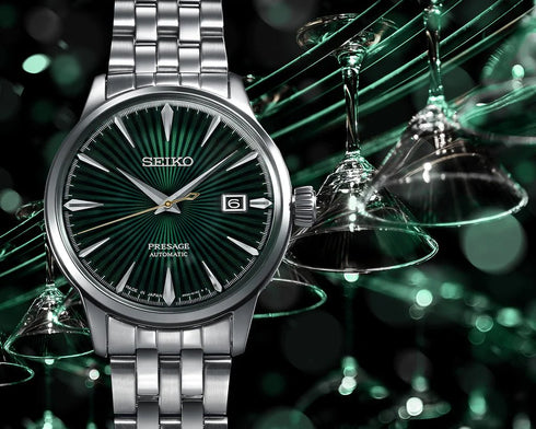 SEIKOSeiko Presage SRPE15J1 "Mockingbird" Automatic Men's Watch - 40.5mm Stainless Steel, Green DialWATCHESEcecile