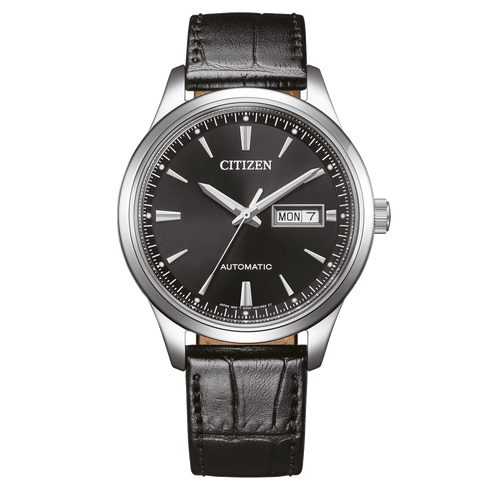 CITIZENCitizen NY4058 - 01E Automatic Men's Watch - Black Dial, Leather StrapWATCHESEcecile