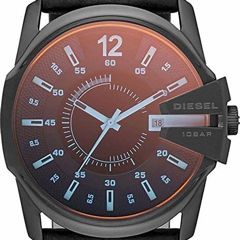Diesel DZ1657 Master Chief Men's Watch - Black Dial, Black Leather Strap