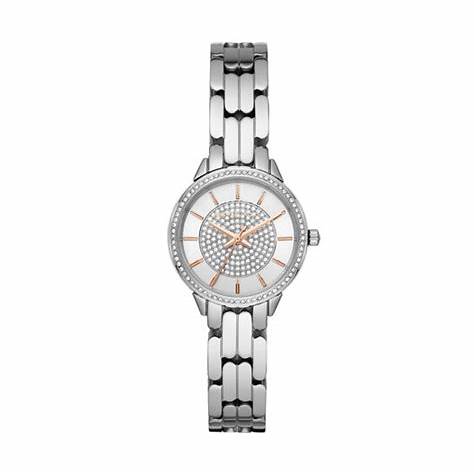 Michael Kors Allie MK4411 Frauen Silber-Ton Uhr - Kristall-Akzente