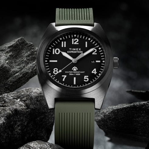 Timex TW2Y18000 Men’s Expedition Capstone 39mm Gunmetal Case Green Silicone Strap