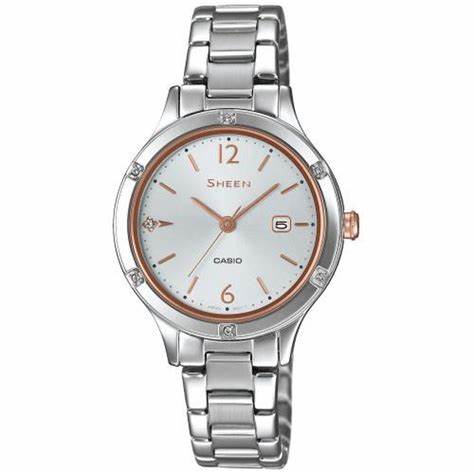 Reloj Casio Sheen SHE-4533D-7AUER Mujer - Esfera plateada, brazalete acero
