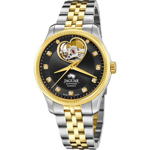 Jaguar Coeur J995/2 Damen-Automatikuhr - Edelstahl, schwarzes Zifferblatt