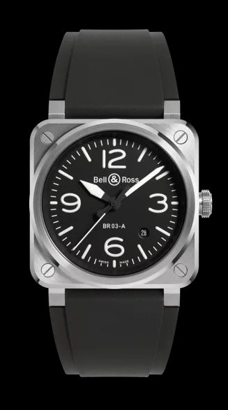 BELL & ROSSBell & Ross BR 03 - 92 Diver Black Steel 42mm Automatic Watch - Black Dial, Rubber StrapWATCHESEcecile