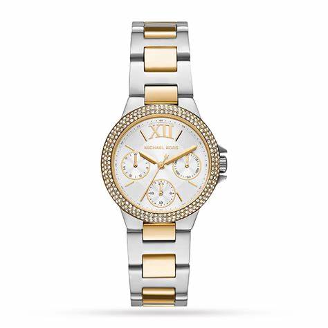 Michael Kors MK6982 Montre chronographe bicolore Camille pour femme avec accents en cristal