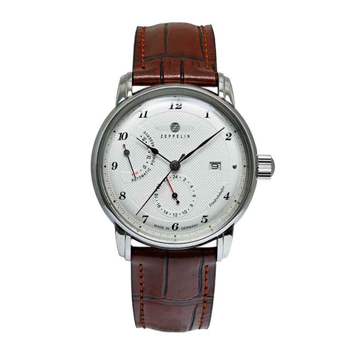 ZEPPELINZeppelin Friedrichshafen Automatic Men's Watch 8590 - 1 - White Dial, Brown Leather StrapWATCHESEcecile