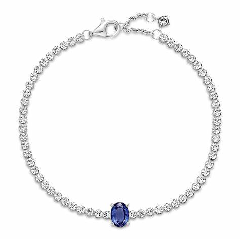 PANDORAPandora 590039C01 - 16 Sparkling Pavé Tennis Bracelet - Sterling Silver with Blue Crystal and Clear Cubic Zirconia, Size 16 cmBIJOUXEcecile
