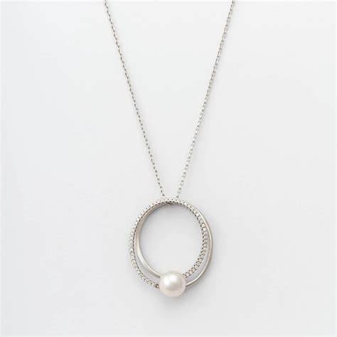 Majorica Noëlla Necklace 16359.01.2.000.010.1 – 925 Silver, White Pearl, Cubic Zirconia, Rhodium Finish