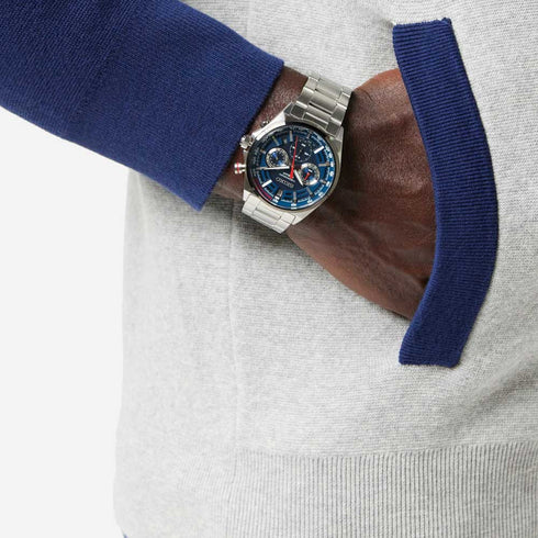 SEIKOSeiko SSB407P1 Men's Chronograph Watch - Stainless Steel, Blue DialWATCHESEcecile