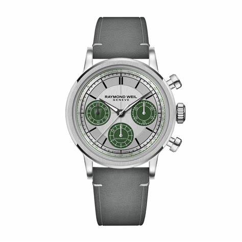 RAYMOND WEILRaymond Weil Millesime 39.5mm Automatic Chronograph - Silver Dial, Grey Leather StrapWATCHESEcecile