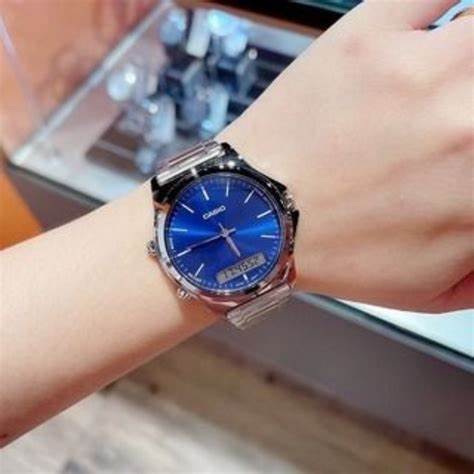 CASIO & VINTAGECasio MTP - VC01D - 2EUDF Men's Analog - Digital Watch – Blue Dial with Stainless Steel BraceletWATCHESEcecile