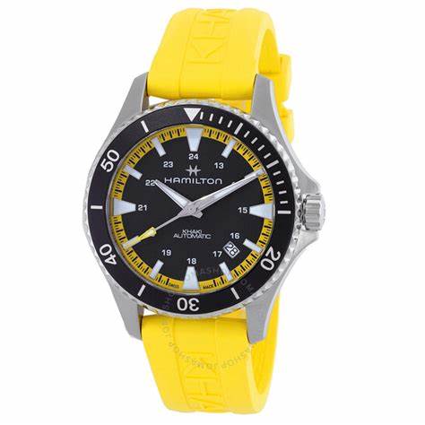 Hamilton Khaki Navy Scuba Auto H82395332 - 40mm Stainless Steel, Black Dial, Acid Yellow Rubber Strap