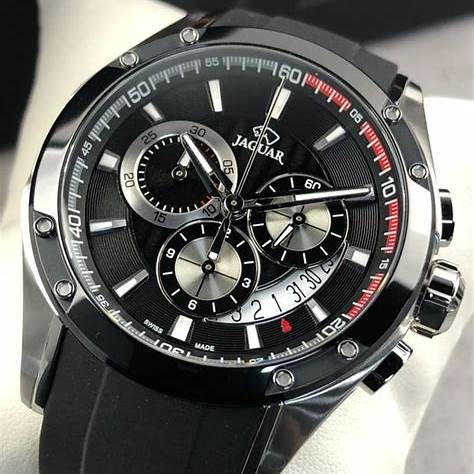 JAGUARJaguar Men's Swiss Quartz Chronograph Watch - Model J688/1, Stainless Steel Case, Black Dial, Black Rubber StrapWATCHESEcecile