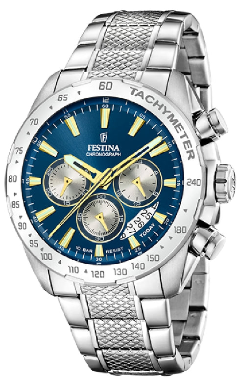 Festina F20668/5 Men’s Chronograph – Blue Dial, Steel Bracelet 45mm
