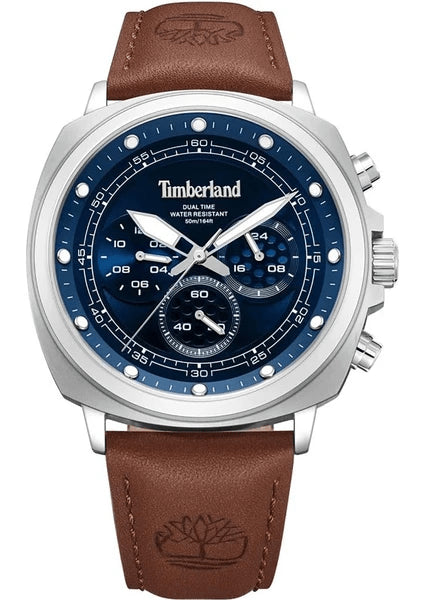 TIMBERLANDTimberland Williston - Small TDWGF0042001 Men's 44mm Blue Dial Chronograph Quartz Watch – Brown Leather StrapWATCHESEcecile