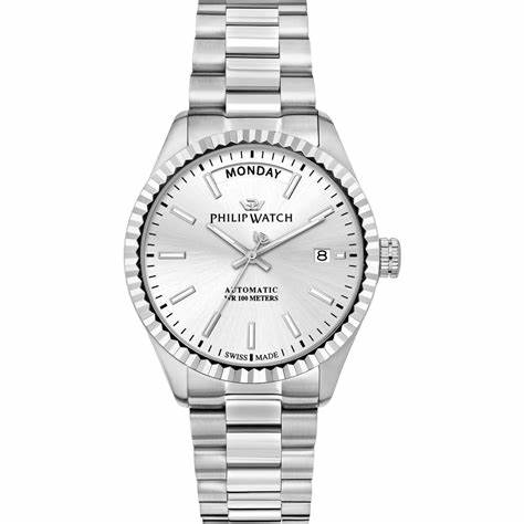 Philip Watch Caribe R8223597110 Orologio automatico da uomo - Acciaio inossidabile, quadrante argento