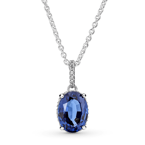 PANDORAPandora 390055C01 - 45 Sparkling Halo Pendant Necklace – Sterling Silver, Blue Crystal, 45cmBIJOUXEcecile