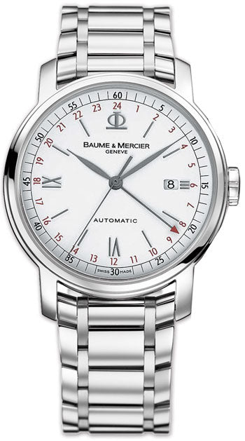 Baume & Mercier Classima Executives MOA08734 Reloj GMT Automático Hombre - Esfera Blanca, Brazalete Acero Inoxidable