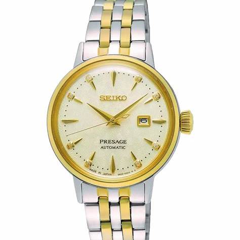 Seiko Presage SRE010J1 Reloj Automático Mujer - Esfera champán, brazalete acero bicolor