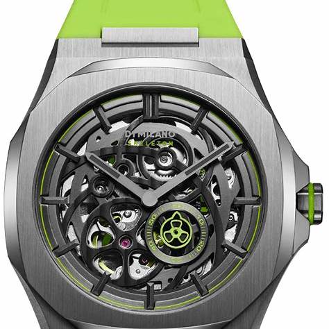 D1 MILANOD1 Milano Skeleton Rubber Slice Lime D1 - SKRJ15 Men's Watch - Gunmetal Stainless Steel, Lime Rubber Strap, 41.5mmWATCHESEcecile