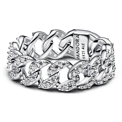 PANDORAPandora Pavé Cuban Chain Ring 193557C01 - 52 – Sterling Silver, Cubic Zirconia, Size 52BIJOUXEcecile