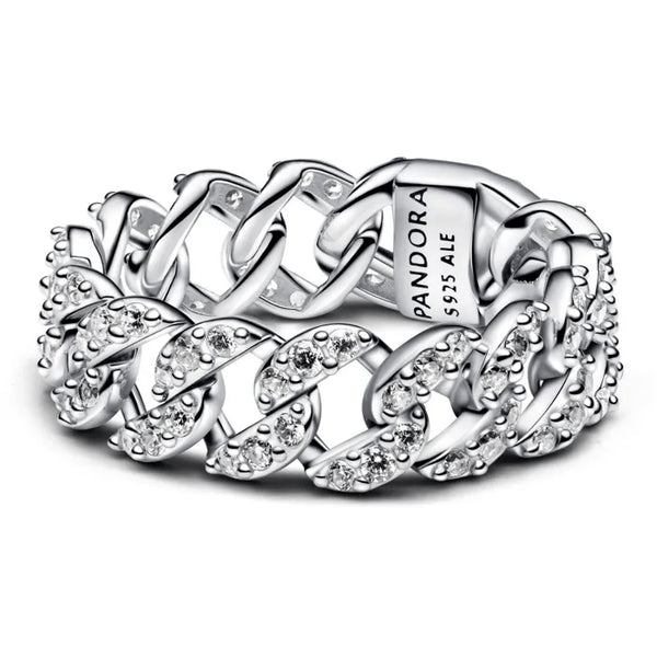 PANDORAPandora Pavé Cuban Chain Ring 193557C01 - 52 – Sterling Silver, Cubic Zirconia, Size 52BIJOUXEcecile