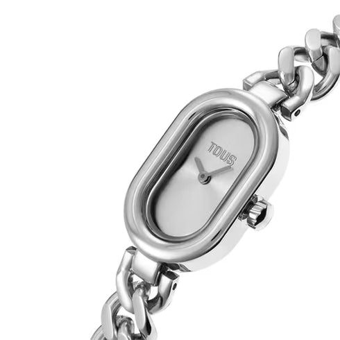 TOUSTOUS Oval Time Women's Analog Watch 3000140300 - Stainless Steel Chain Bracelet, Silver DialWATCHESEcecile