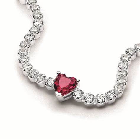 PANDORAPandora Red Sparkling Heart Tennis Bracelet 590041C02 - 18 – Sterling Silver, Red Crystal, 18cmBIJOUXEcecile