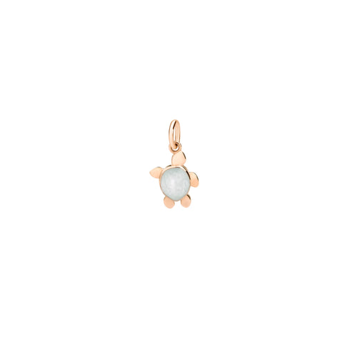 DoDo DMC0027TURTLEPA9R Breloque tortue de mer en or rose 9K avec émail vert
