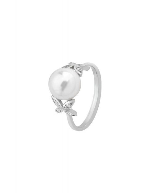 MAJORICAMajorica 16043.01.2.915.010.1 Women's Ring – Rhodium - Plated Silver, Simulated Pearl, Cubic ZirconiaBIJOUXEcecile