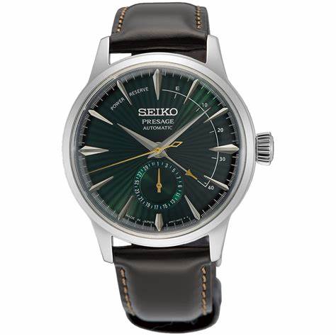 SEIKOSeiko Presage SSA459J1 Men's Automatic Watch - Green Dial, Power Reserve Indicator, Leather StrapWATCHESEcecile