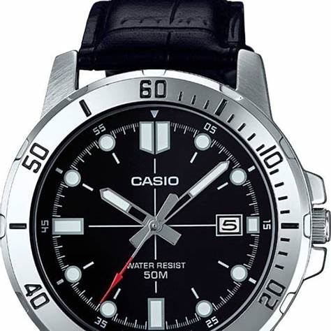 CASIO & VINTAGECasio MTP - VD01L - 1CVUDF Men's Watch - Black Dial, Leather StrapWATCHESEcecile