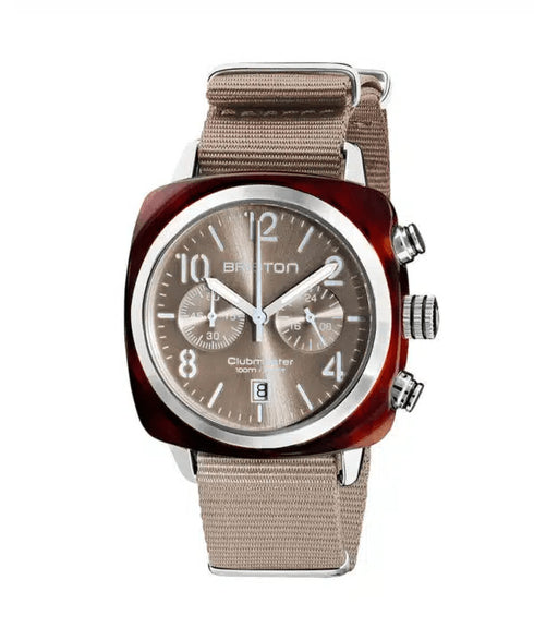 BRISTONBriston Clubmaster Classic 23240.SA.T.30.NT – 40mm Grey Taupe Dial, NATO StrapWATCHESEcecile
