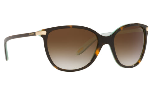 Lunettes de soleil Ralph by Ralph Lauren RA5160 601/13 pour femme - Monture Havane brillant sur Acquamarine avec verres marron dégradés