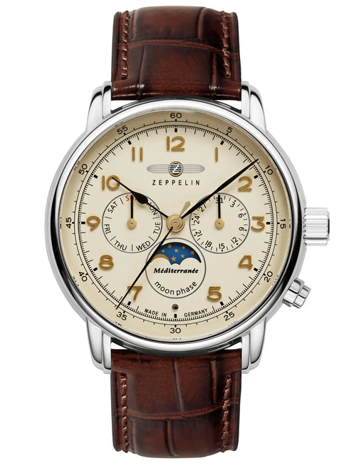 ZEPPELINZeppelin 9636 - 5 Méditerranée Moonphase Watch - Beige Dial, Brown LeatherWATCHESEcecile