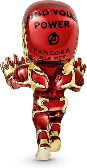 Pandora Charm Marvel Iron Man 760268C01 - Placcato oro 14k, smalto rosso, inserti in CZ