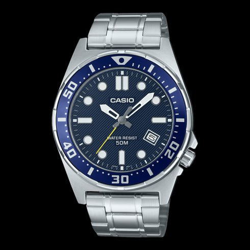 CASIO & VINTAGECasio MTD - 135D - 2AVDF Men's Analog Watch - Stainless Steel Band, Blue DialWATCHESEcecile