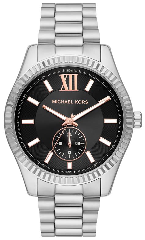Michael Kors MK9053 Montre Everest Chronograph pour hommes en acier inoxydable et cuir de couleur noire