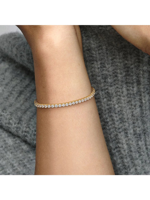 Pandora 561469C01-18 Pulsera de tenis brillante - chapada en oro de 14k con circonita cúbica, 18 cm